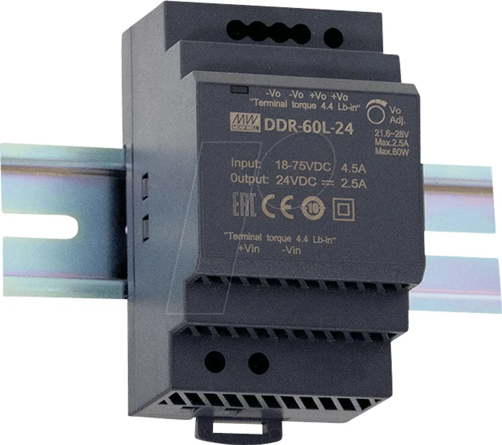 Convertisseur de Tension DDR-60G-12 MEAN WELL 60W pour Armoire Électrique