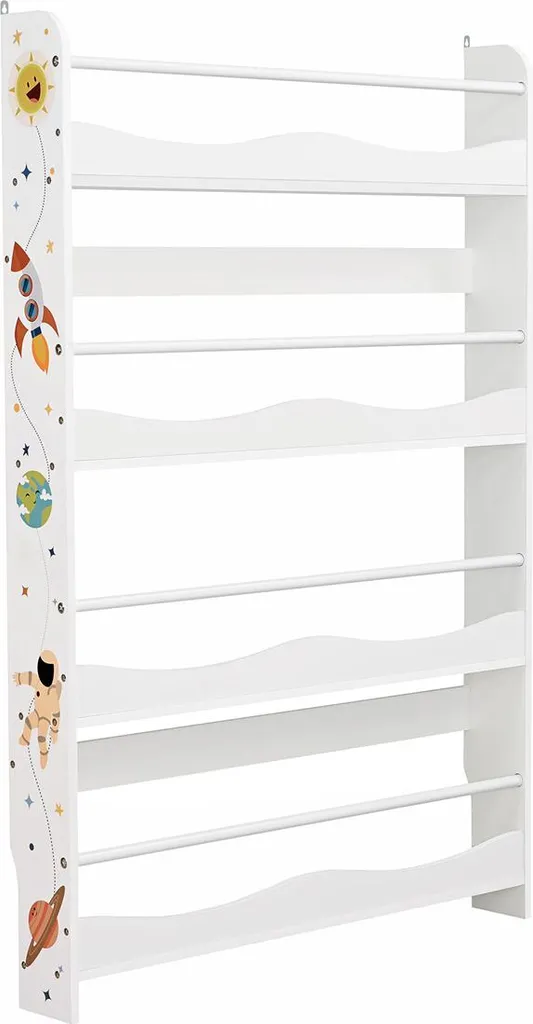 Bibliothèque à 4 étagères blanche 60x120cm - Meuble de rangement bois