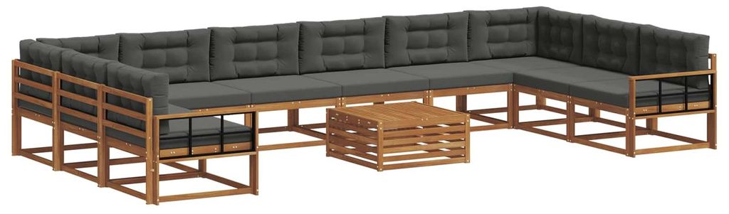Saisonschlussverkauf -Outdoor-Sofa garnitur moderne - Balkonmöbel/Gartenlounge-Set - robust und langlebig - mit Kissen 11 pcs Natur und Anthrazit ...