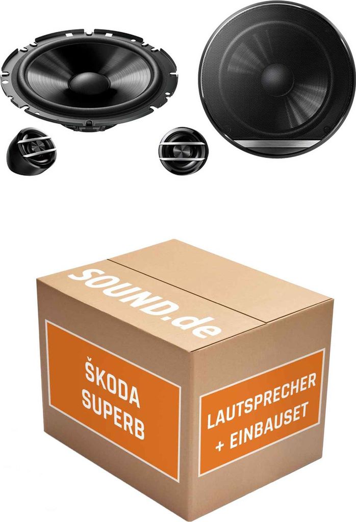 Lautsprecher Boxen Einbaupaket Front Pioneer TS-G170C passend für Skoda Superb II Typ 3T | 2x Tief-Mitteltöner 2x Hochtöner