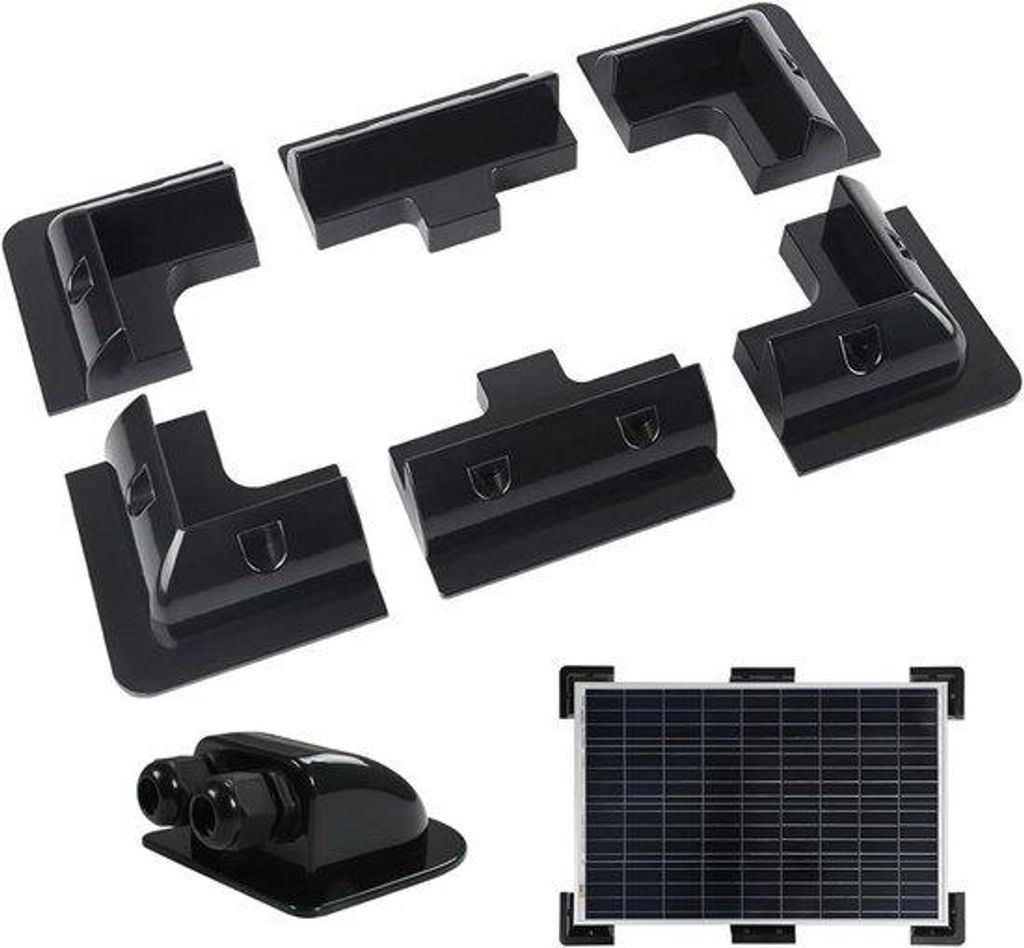ABS-Sicherungsvorrichtung für Solarpanele, 7 Stück, Ecken-Schutzset mit Kabeldurchführung, für Gebäude- und Hausdächer, auch für Mauern