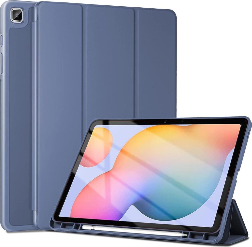 Conie Tablet Smart Cover für Samsung Galaxy Tab S7 Klapp Tasche Rundumschutz Silikon Hülle mit Aufstellfunktion in Grau-Blau