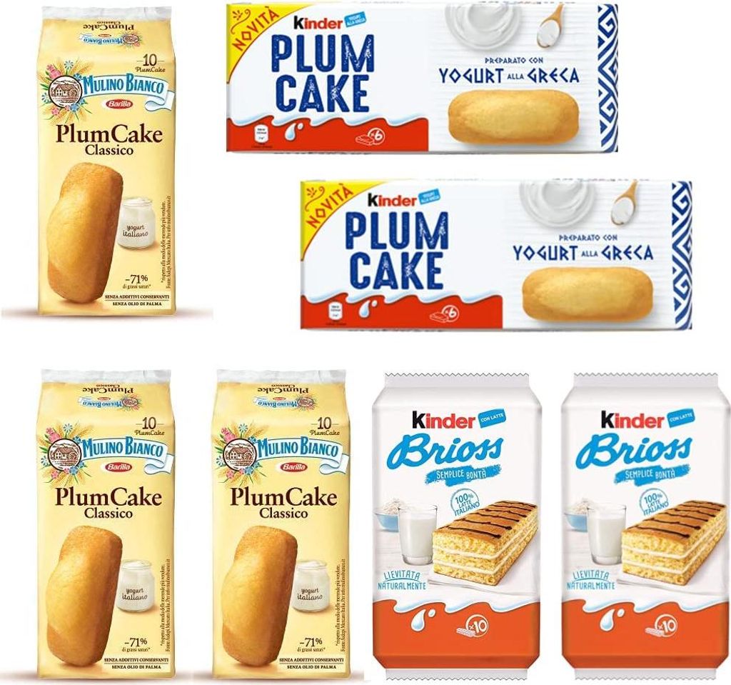 Testpaket 3x Mulino Bianco Plum Cake kuchen kekse Joghurt Yogurt Brioche Plumcake + Kinder Ferrero Plum Cake mit griechischem Joghurt + 2x Kinder B...