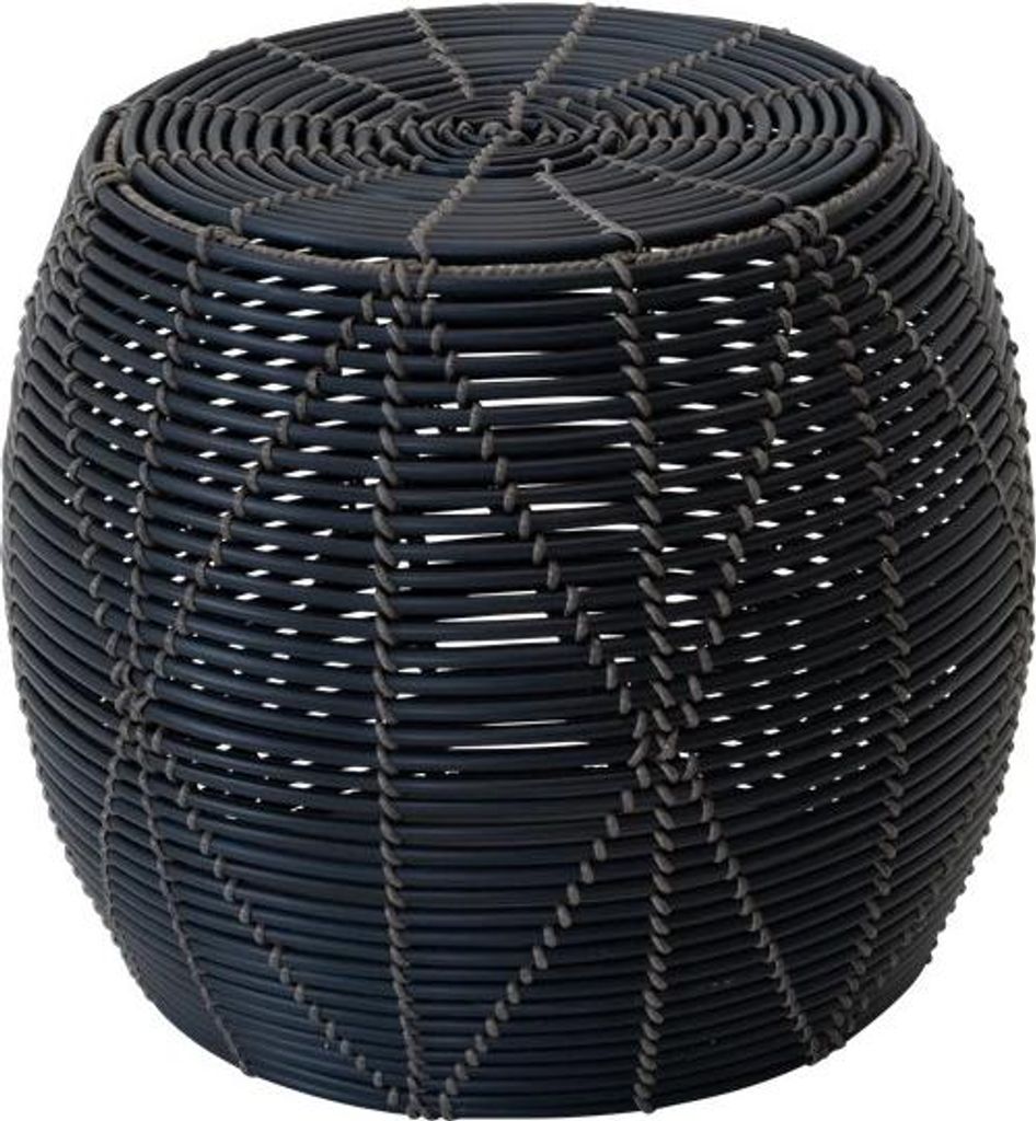 Pouf - Ø46x40 cm - Schwarz/Naturgeflecht
