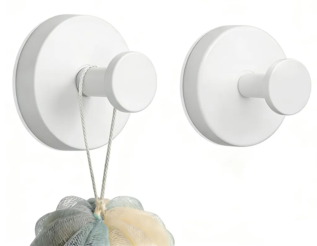 Patères de Salle de Bain à Ventouses Réutilisables et Étanches Blanc