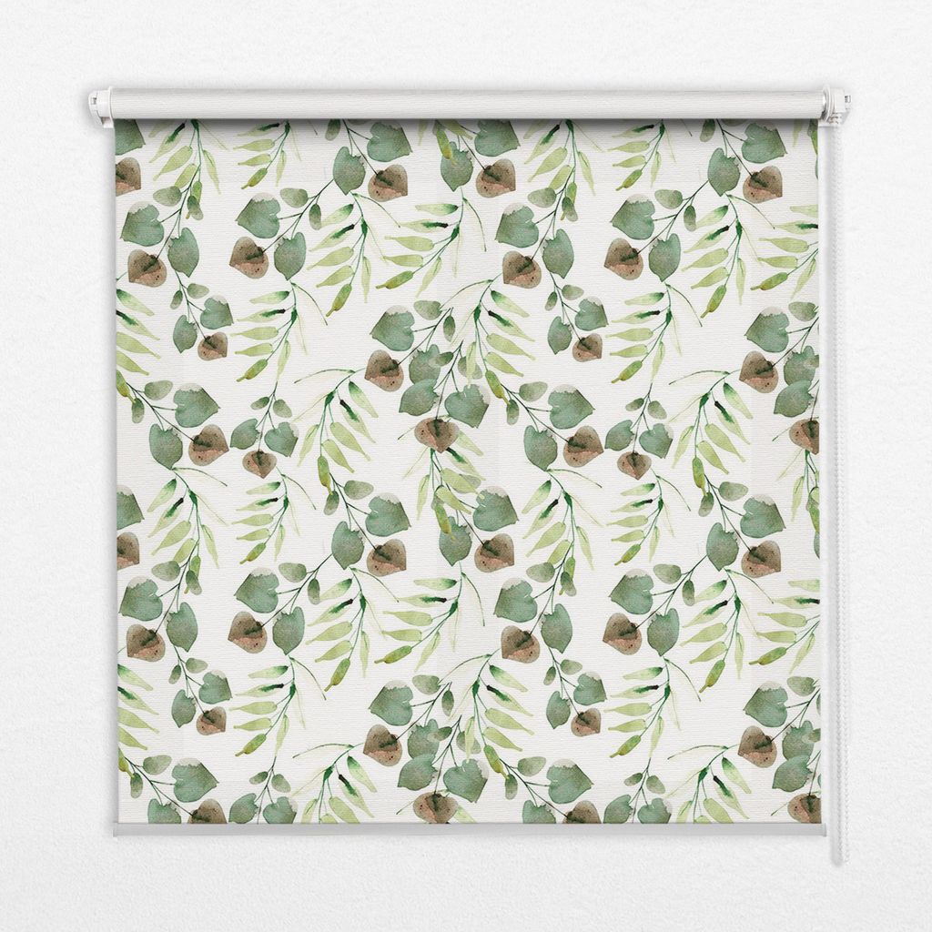 Seitenzug-Rollo Fensterrollo Jalousie - Lichtdurchlässig Springrollos - 60x140 cm - Grüne Blätter