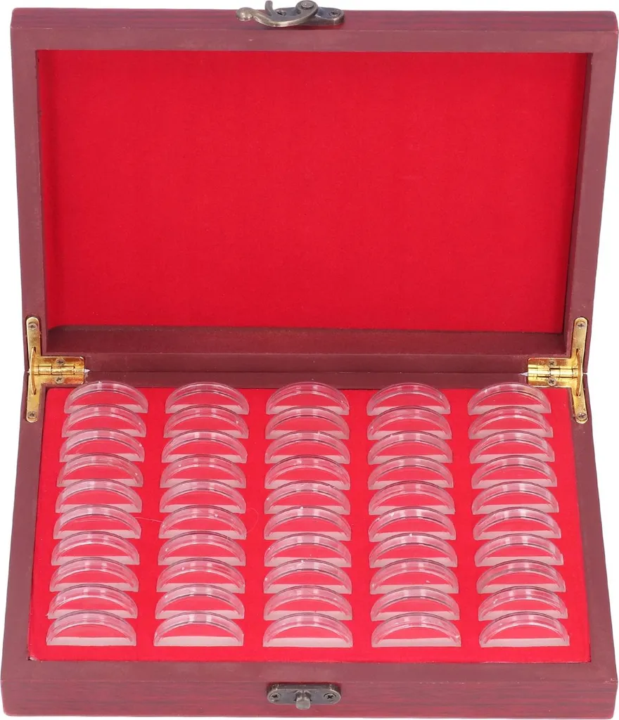 Boîte de rangement bois pour 50 pièces avec étuis de protection - Cadeau