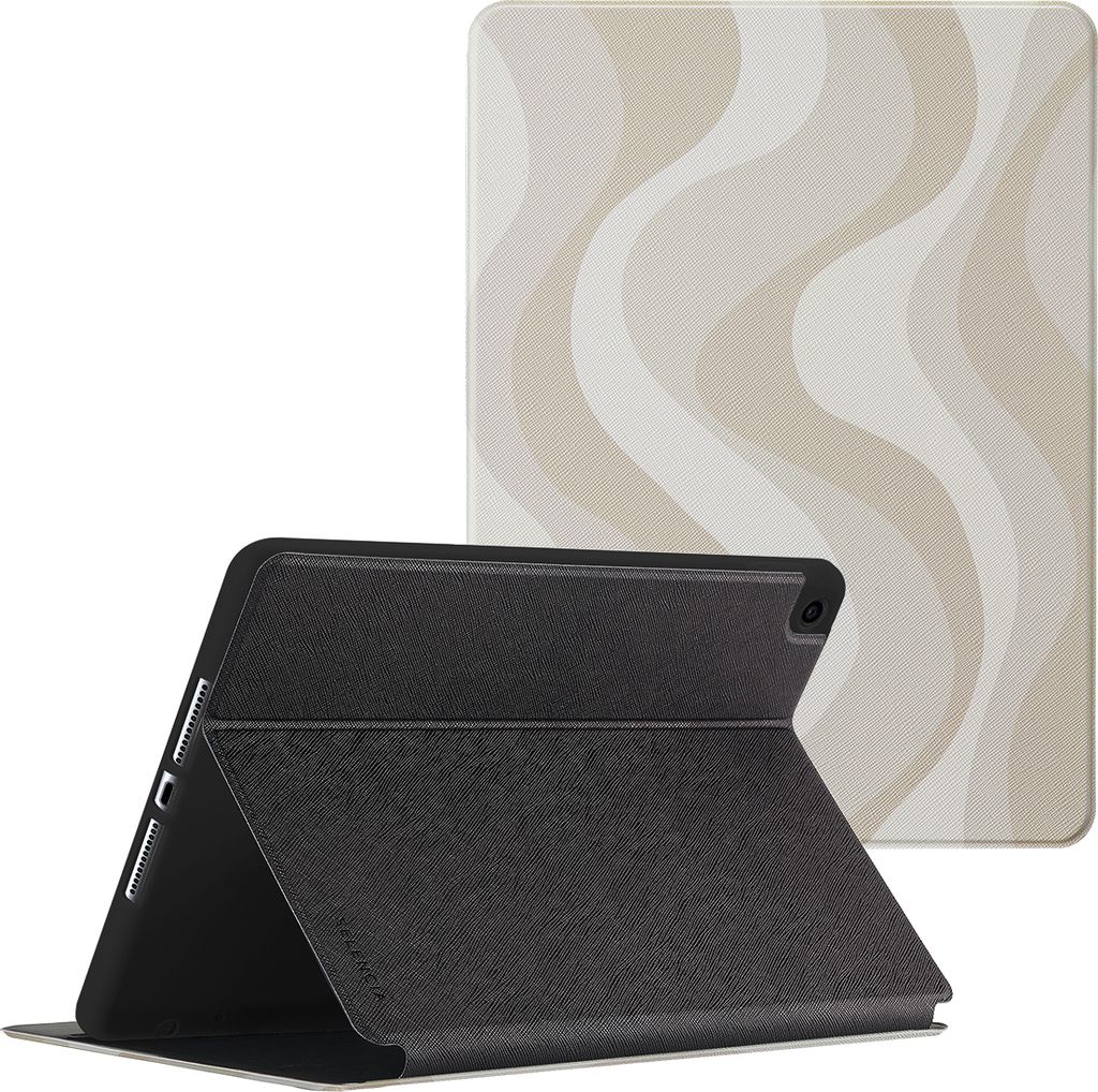 Selencia Vivid Klapphülle iPad 9 (2021) 10.2 Zoll / iPad 8 (2020) 10.2 Zoll / iPad 7 (2019) 10.2 Zoll - Desert Waves Beige