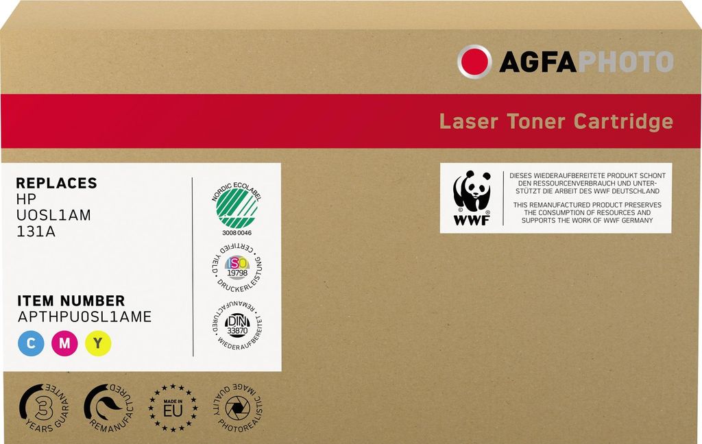 AgfaPhoto Toner APTHPU0SL1AME wie HP U0SL1AM 131A c/m/y 3St.