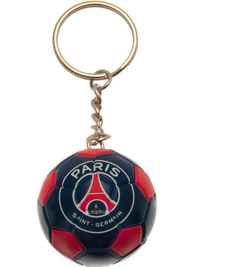 Porte-clés ballon PSG en relief avec anneau en acier pour sac à dos