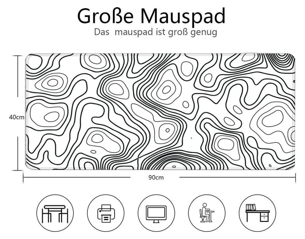 Tapis de souris XXL 900x400mm, Coutures Blanches, Surface Imperméable - 3