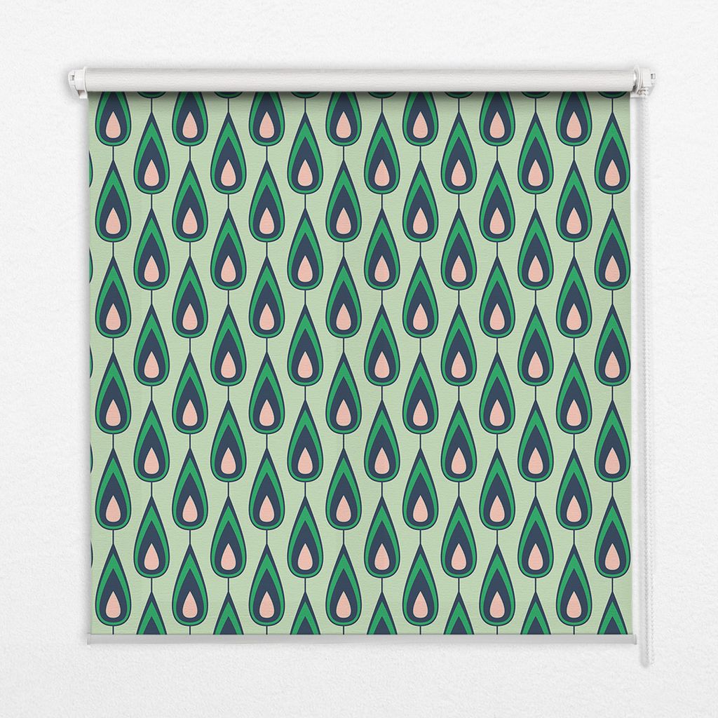 Seitenzug-Rollo Fensterrollo Jalousie - Lichtdurchlässig Springrollos - 120x180 cm - Gezeichnete Avocado