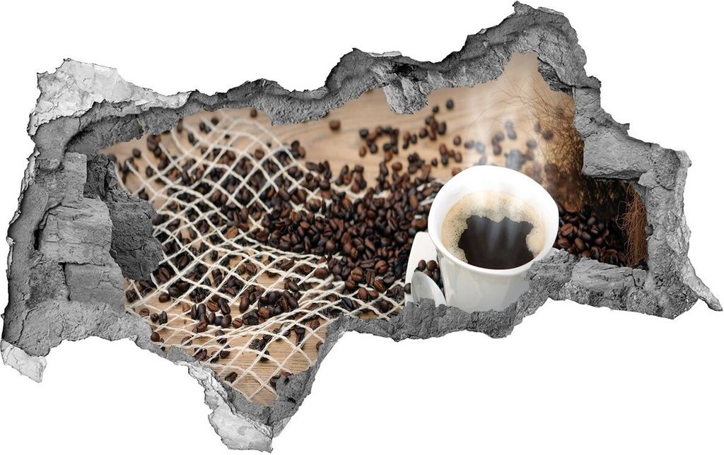 Selbstklebender Loch-3D-Aufkleber 95x73 cm Kaffee und Kaffeebohnen