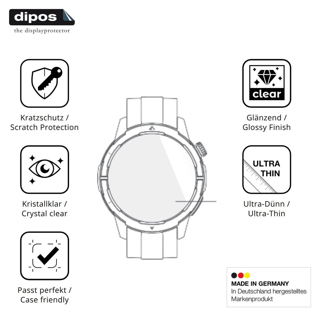 6x Schutzfolie für Beafon Smartwatch 601 klar Displayschutzfolie Folie Display Schutz dipos