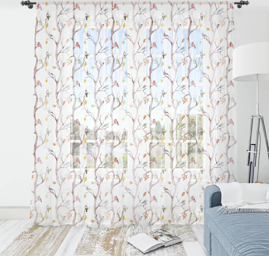 Arazzo Uccelli e Foglie Gialle ABAKUHAUS - Decorazione Parete 210x274