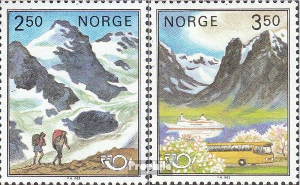 Briefmarken Norwegen 1983 Mi 881-882 (kompl.Ausg.) postfrisch Tourismus in Skandinavien