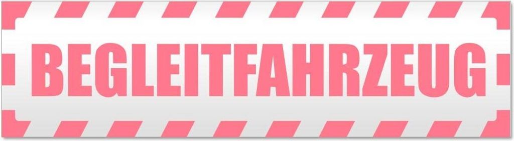 Kiwistar - Autoaufkleber - Hellrosa - 20 x 5,3 cm - Begleitfahrzeug gestreift - Hinweis Aufkleber Sticker für Auto, Kfz, Fahrrad, PKW, LKW
