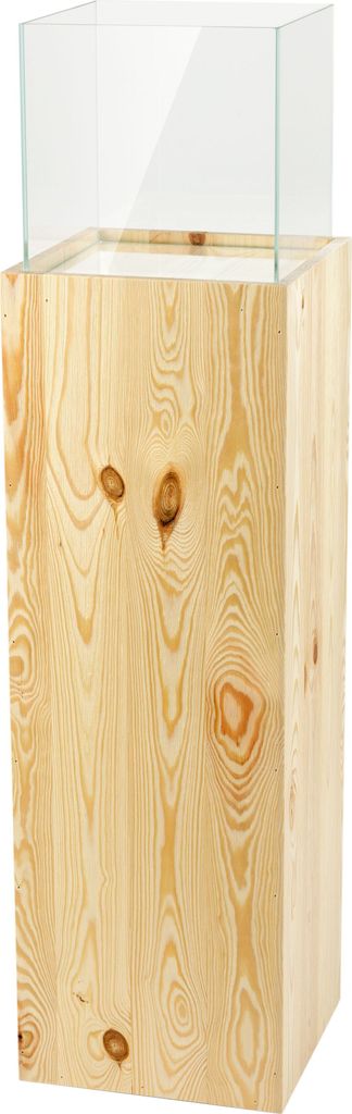 Windlicht-Säule Kerzenständer Deko-Laterne Deko-Säule für Wohnzimmer, Balkon, Terrase Kerzensäule Bodenwindlicht aus Holz & Glas Naturholz 100 cm hoch