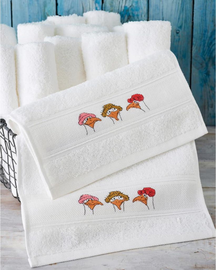 Permin Handtuch Kreuzstich Stickpackung "Nebelmöwen, 2 Stk", Zählmuster, 30x50cm