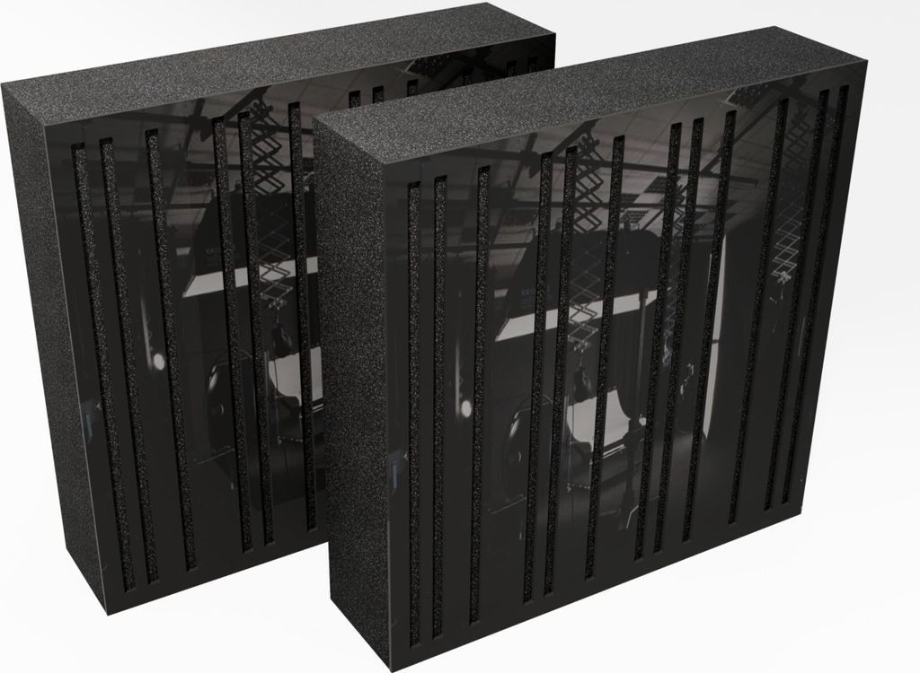 2er-Pack - AbFuser Schallabsorption-Diffuse Akustikplatte | 50 x 50 cm | Farbe: (Schwarz glänzender Kunststoff, ABAFA (150 mm))