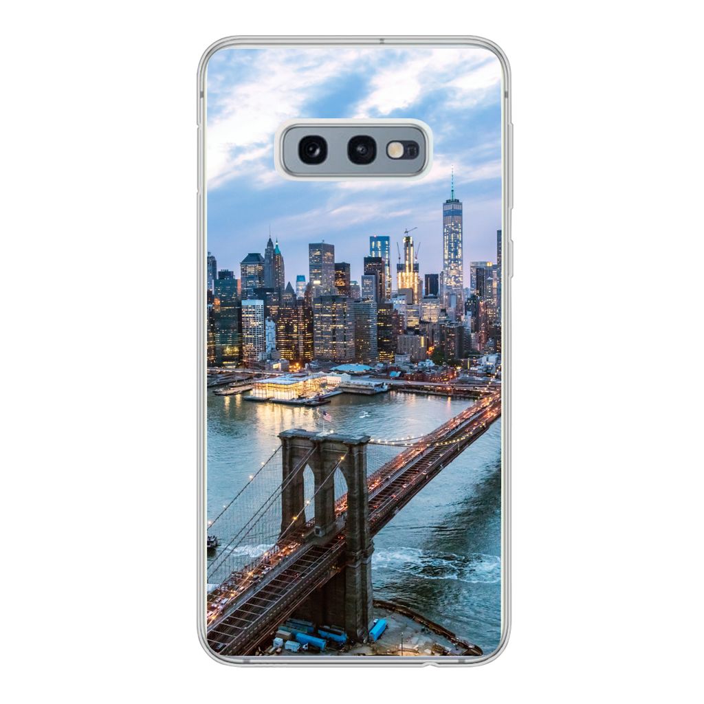 MuchoWow Handyhülle Schutzhülle Hülle für Samsung Galaxy S10e New York - Skyline - Brücke Silikon Softcase Handy Hülle - Handy