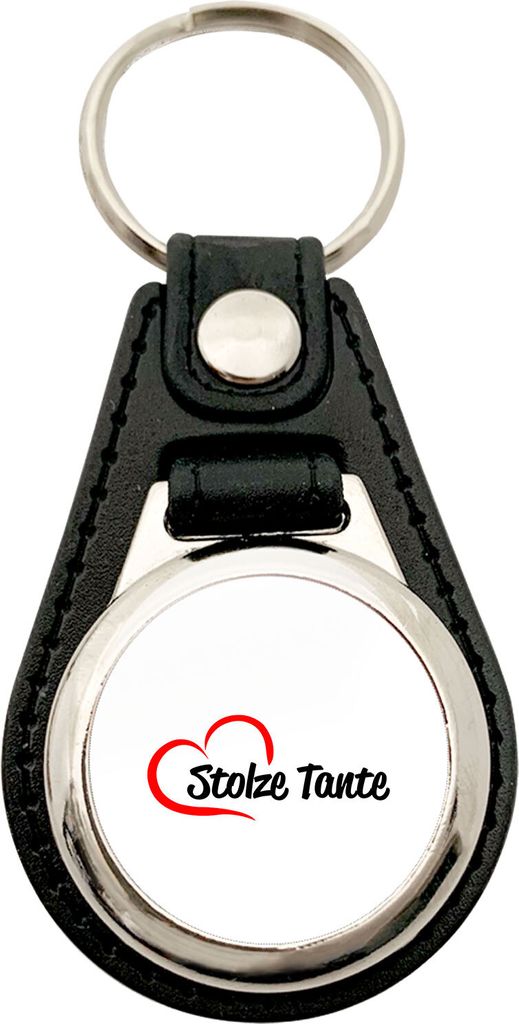 Huuraa Anhänger Stolze Tante Herz Geschenk Metall mit Kunstleder Einkaufswagenlöser Stolze Tante Präsent