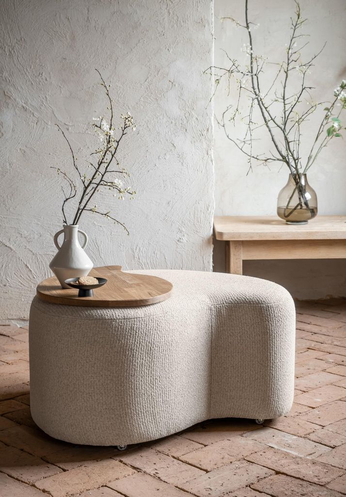 MIUFORM Miuf Siena Pouf Melange - Sitzpouf - 68x64cm - Beige - Fußablage Hocker Sitzhocker