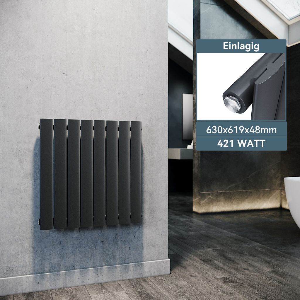 SONNI 630×619mm antracytowy jednowarstwowy grzejnik płytowy Zdjęcie produktu 