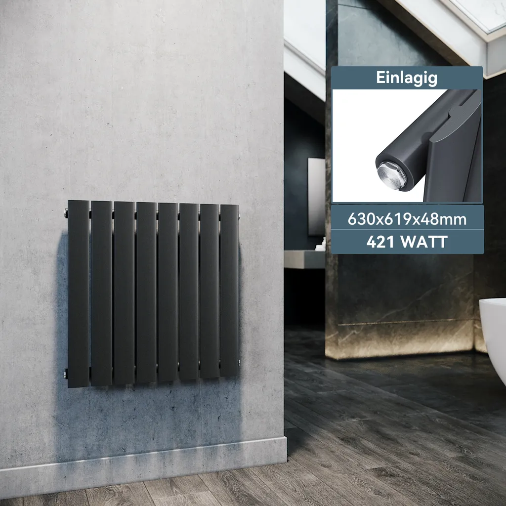 Termoarredo Verticale Antracite SONNI 630x619 mm | Stile e Comfort
