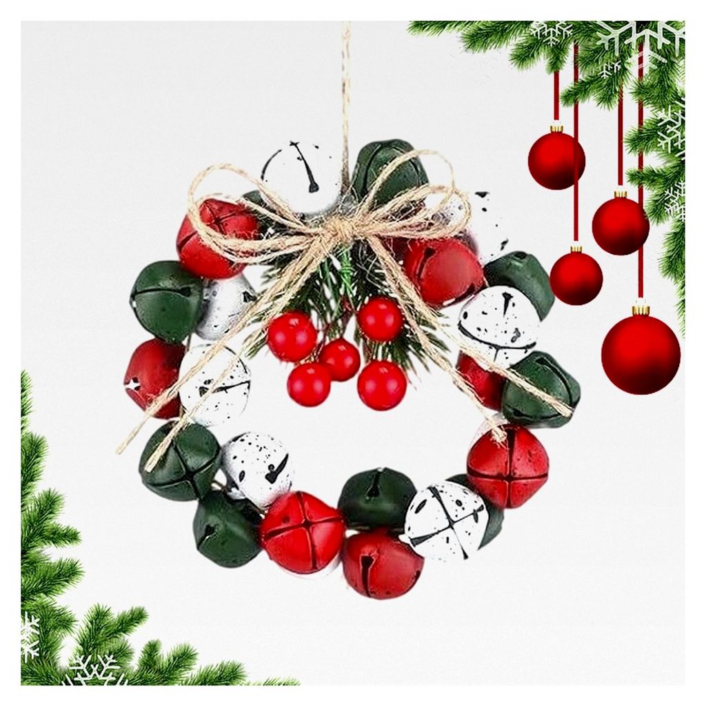 Außen Weihnachts-6,5 cm Glocken Beeren Vintage Deko - Künstliche Vorbau Dekoration | Für Kamin, Weihnachtskaminsims, Fenster, Tür, Tisch, Party...