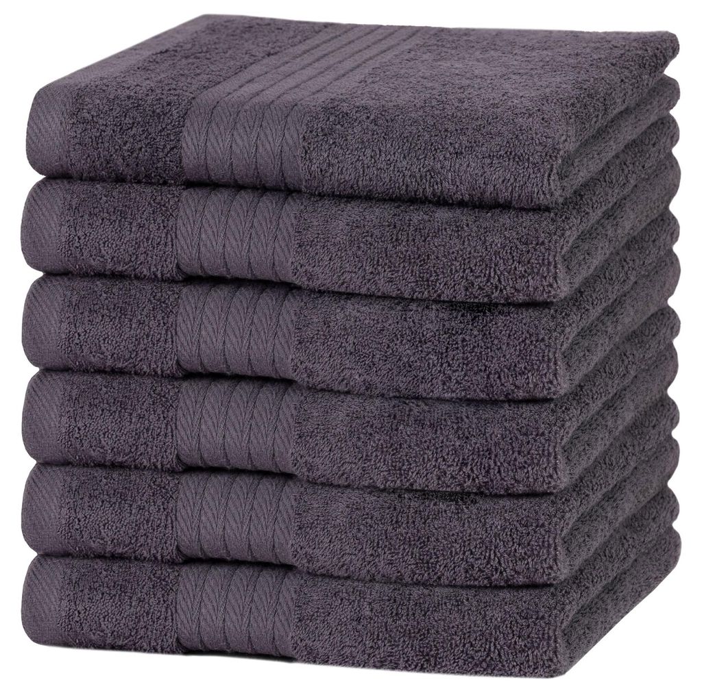 6er Set Handtücher aus 100% Baumwolle, grau