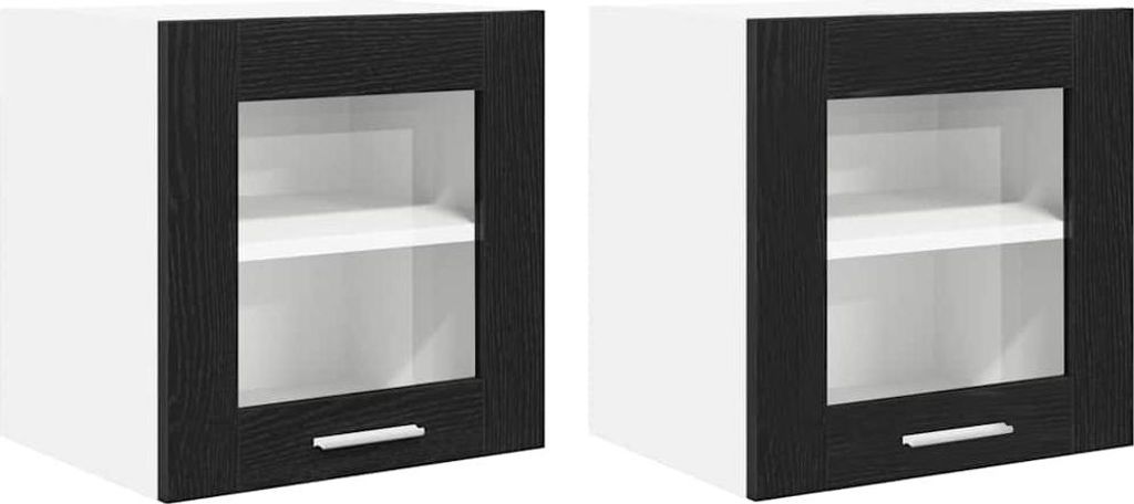 vidaXL Hängeschrank mit Tür 2 pcs Schwarz Eichen-Optik 40 x 31 x 40 cm
