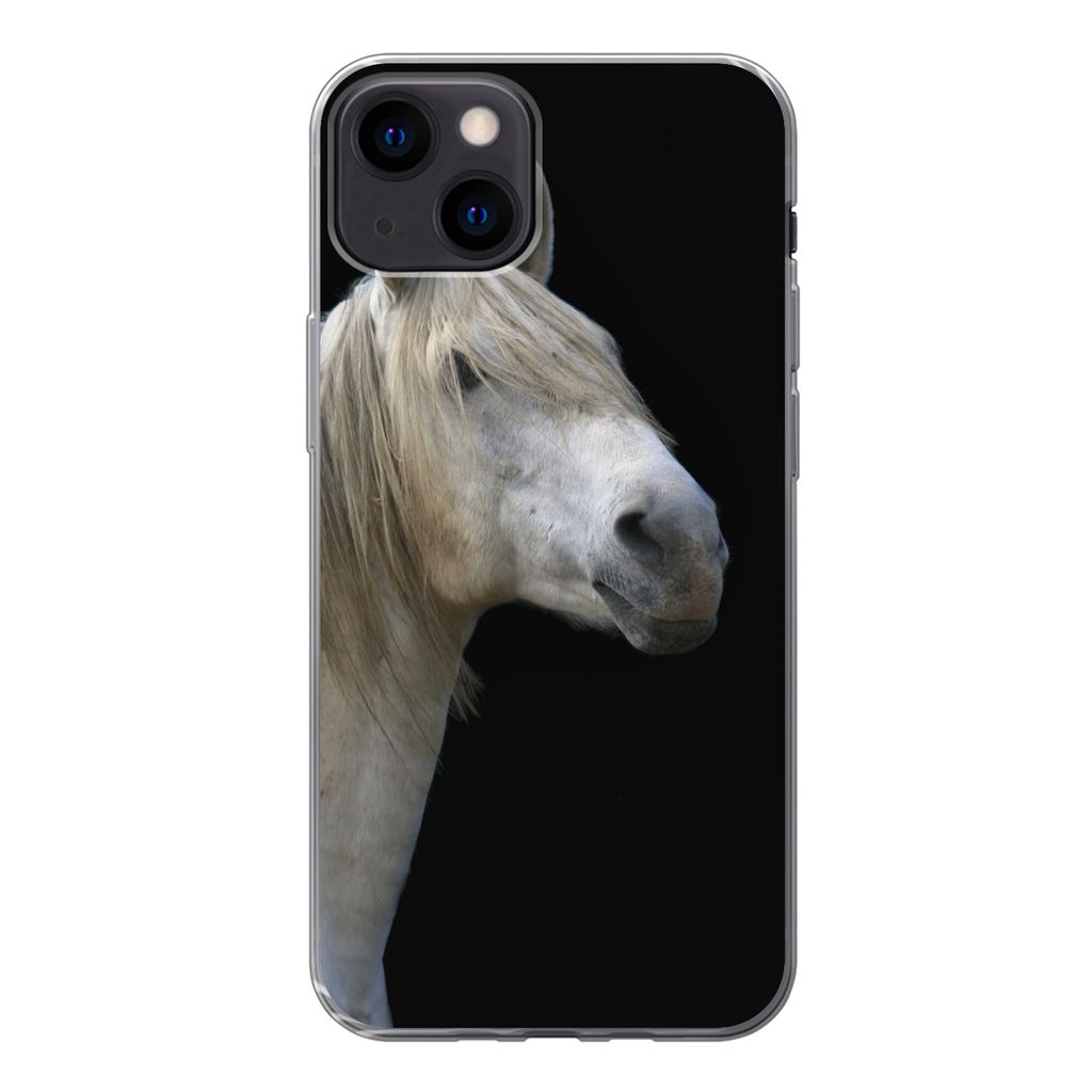 MuchoWow Handyhülle Schutzhülle Hülle für iPhone 13 Pferde - Pilz - Schwarz Silikon Softcase Handy Hülle - Karteninhaber