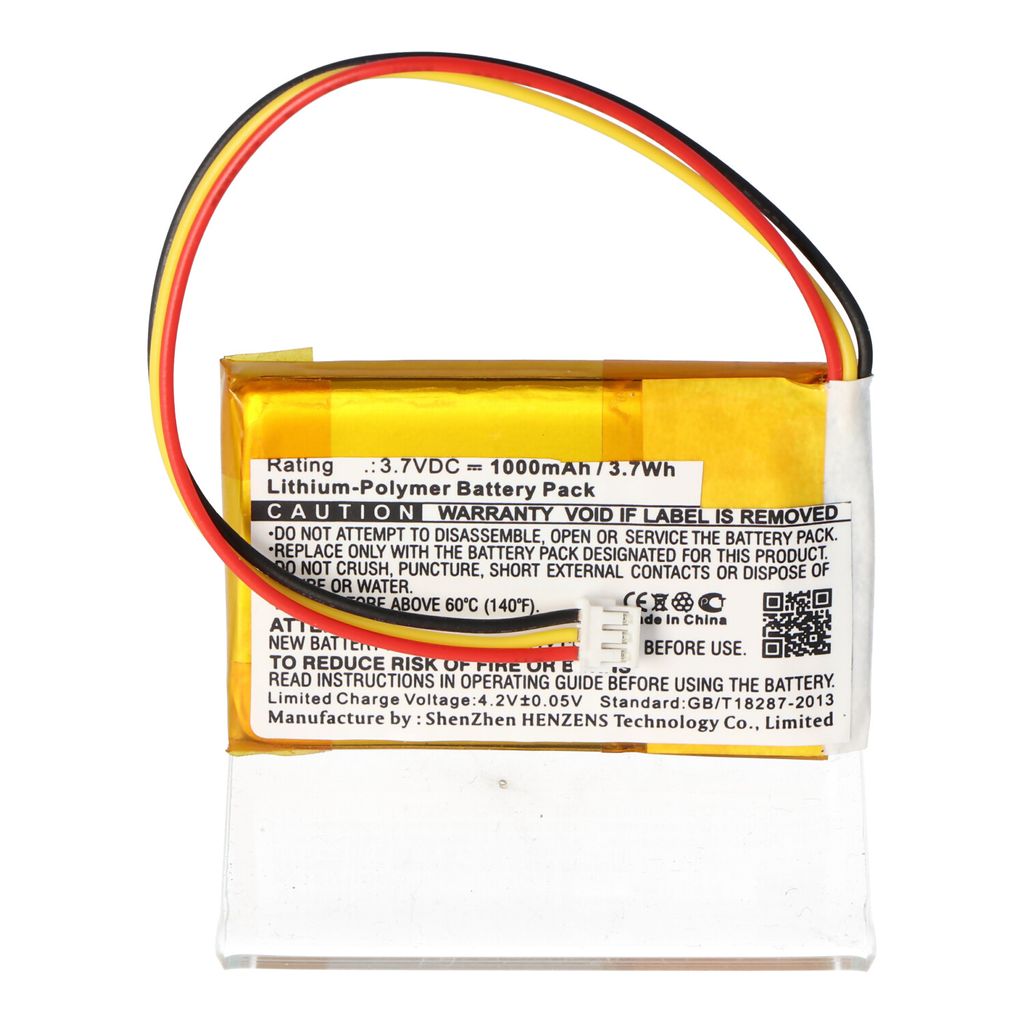Vervangingsbatterij LiPo 3.7V 1000mAh, geschikt voor Productafbeelding 