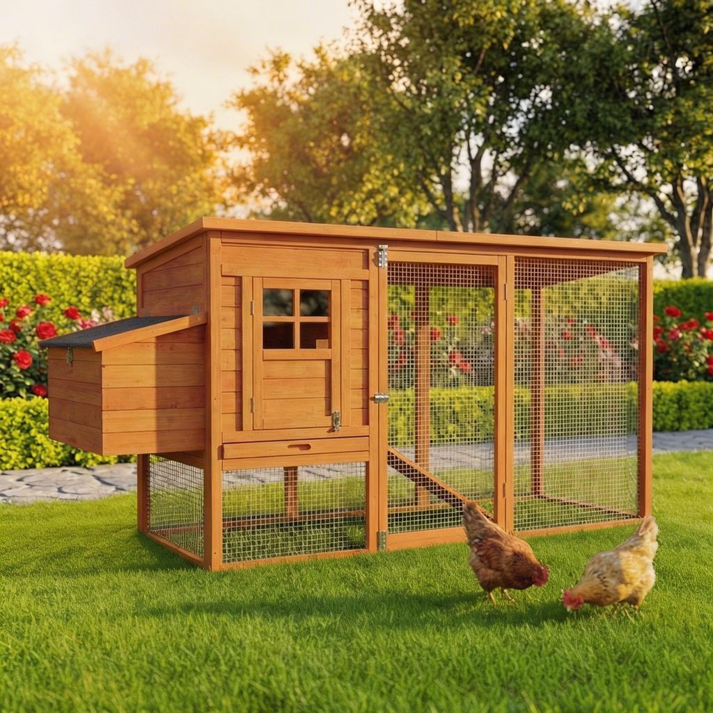 MyAnimal Hühnerstall MH-04 | Für 3-4 Hühner - Hühnerhaus - Nistkasten - Eiablage - Freilaufgehege - Wasserabweisendes Dach - Kleintierstall (Br...