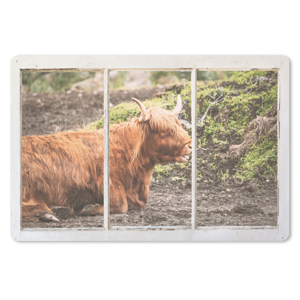 MuchoWow Schreibtischunterlage Schottische Highlander - Ansicht - Natur 60x40 cm - XXL Mauspad - Großes Mauspad