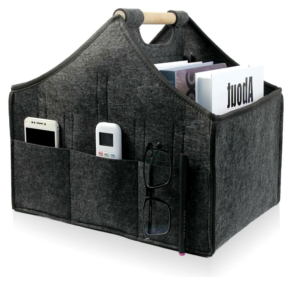 Zeitschriftenaufbewahrungsregal, Filz Zeitungskorb, passender Zeitungskorb für Zuhause und Wohnzimmer, 38x26x30cm (Tiefgrau 1)