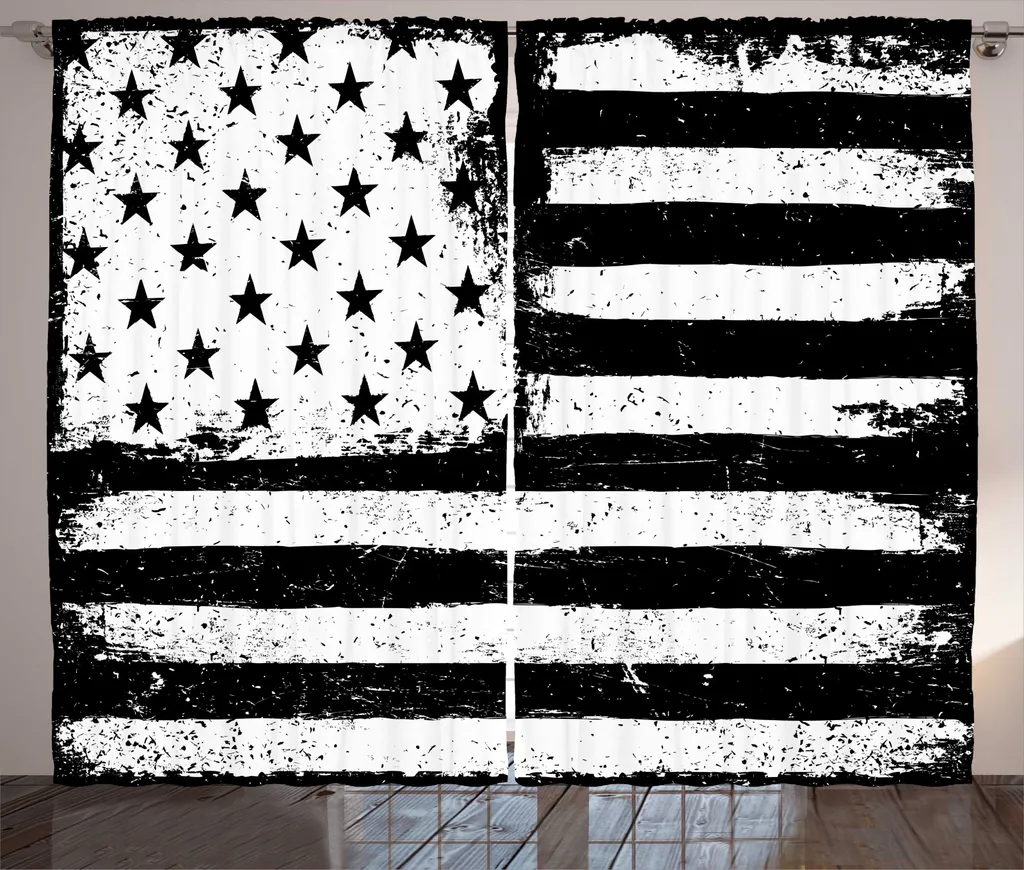 Rideau Rustique Americana ABAKUHAUS Gris Anthracite Drapeau 280x225 cm