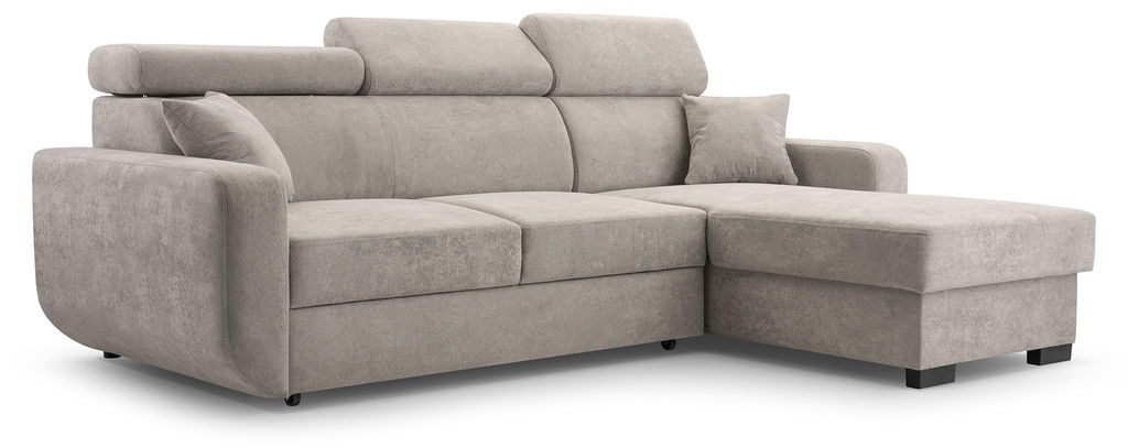 Masseno Ecksofa CASTELLO mit Schlaffunktion L-Form, Sofa mit Bettkasten, Wohnzimmersofa, Couch, Soffa, Bettsofa, Couchgarnitur- Beige, VELO 623