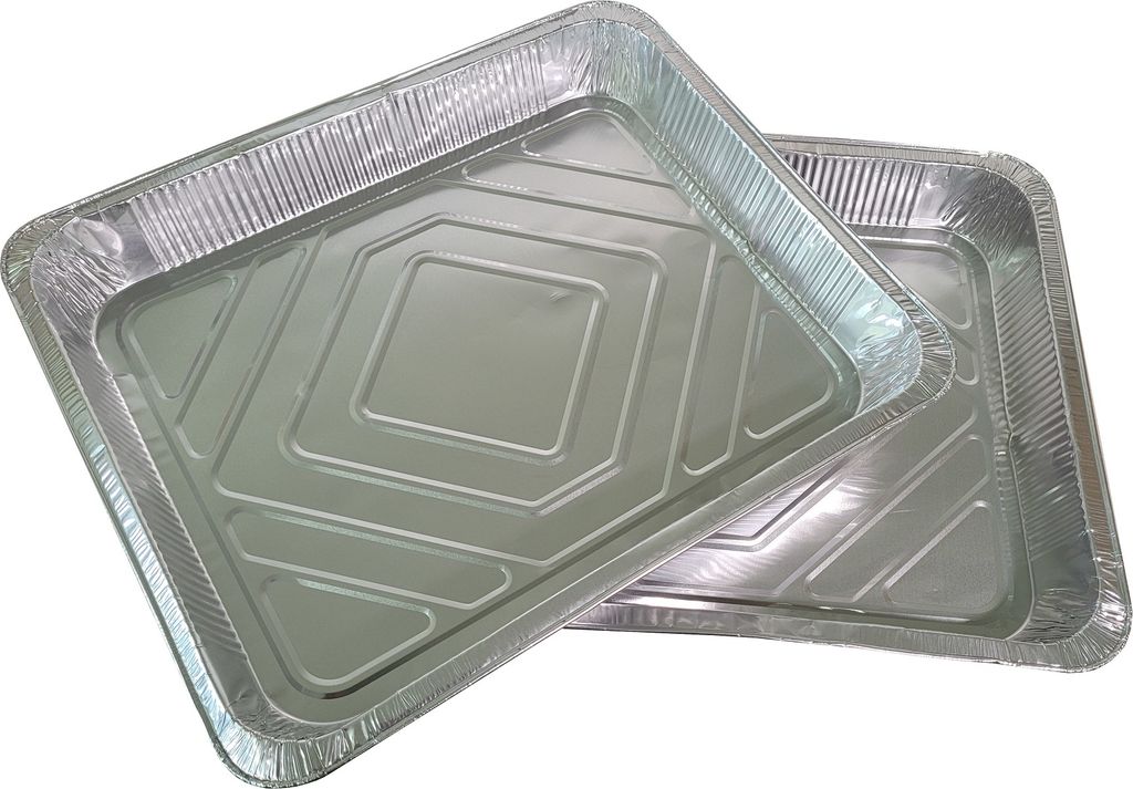 2er Set XL Tropfschalen 4,7 Liter groß Lebensmittel BBQ Aluminium Grillschalen