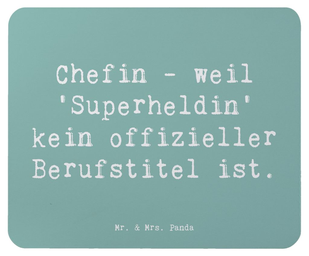 Mr. & Mrs. Panda Mousepad Spruch Chefin Superheldin - Meeresbrise - Geschenk, Dankeschön, mousematte, Beruf, handgefertigte Geschenke, computermat...