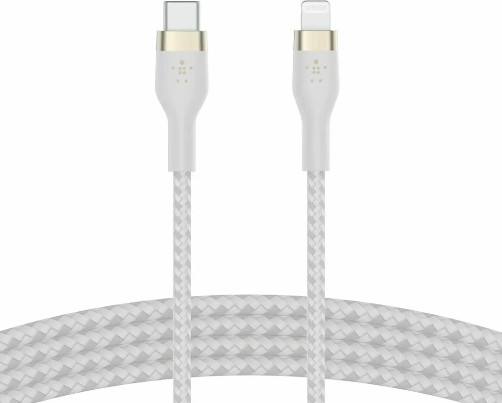 Câble USB-C vers Lightning Belkin résistant 1m blanc certifié MFi