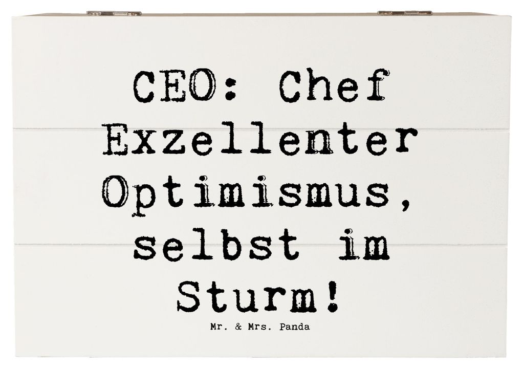 Mr. & Mrs. Panda Holzbox Spruch CEO Optimismus 22 x 15 cm - Weiß - Geschenk, fotobox, Humor, Geschäftsstrategie, Unternehmensführung, Berufspass...