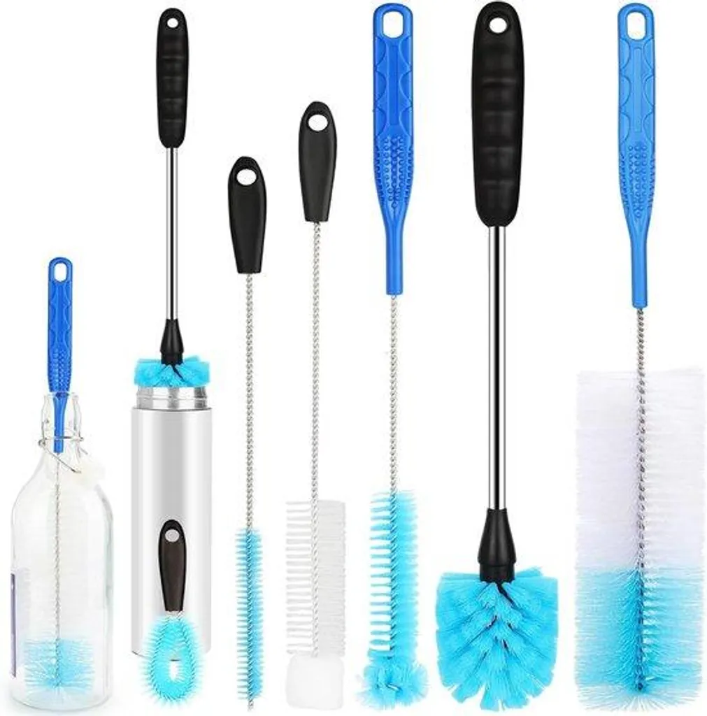 Lot de 6 brosses à goulot en acier inoxydable pour bouteille et carafe