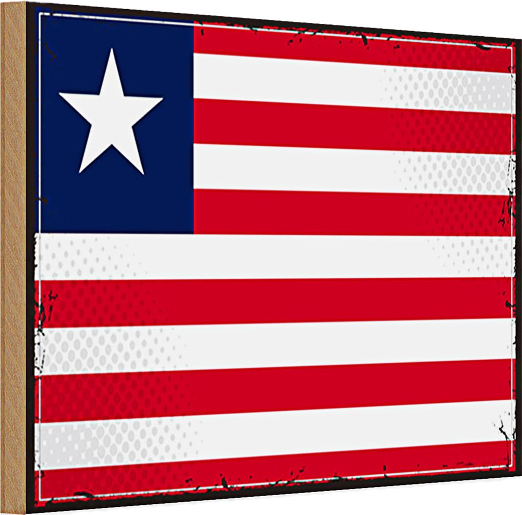Holzschild Flagge Liberia 30x20cm Retro Flag of Liberia