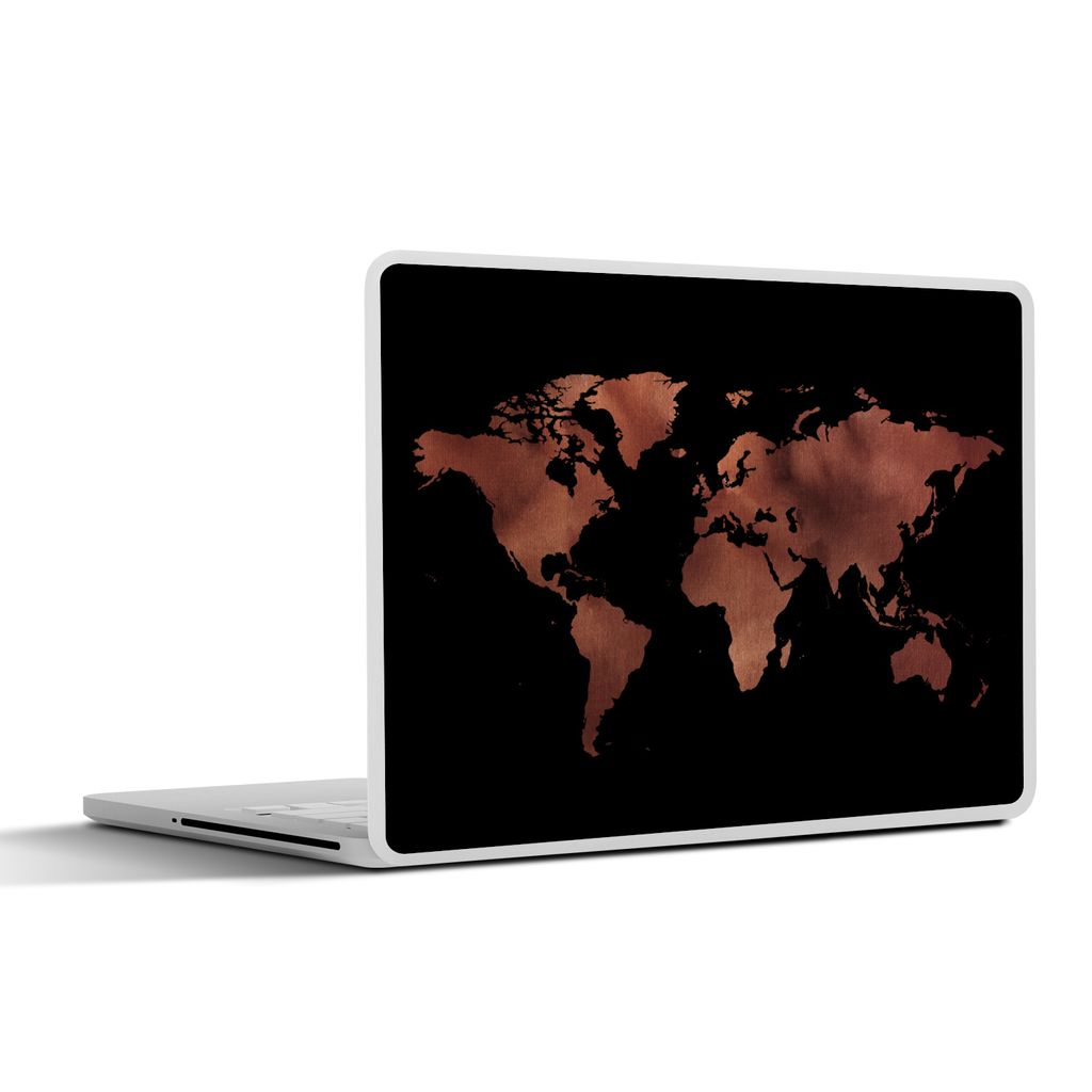 MuchoWow Laptop Aufkleber Sticker Cover Weltkarte - Rot - Schwarz 30x21 cm - Sticker für Laptop - Selbstklebend