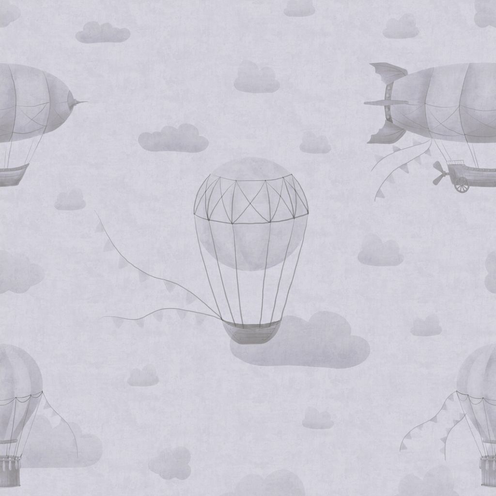Fototapete Wolken M1-No.11865 | Vliestapete Luftballons | Grau | Kinderzimmer | Wohnzimmer | Küche