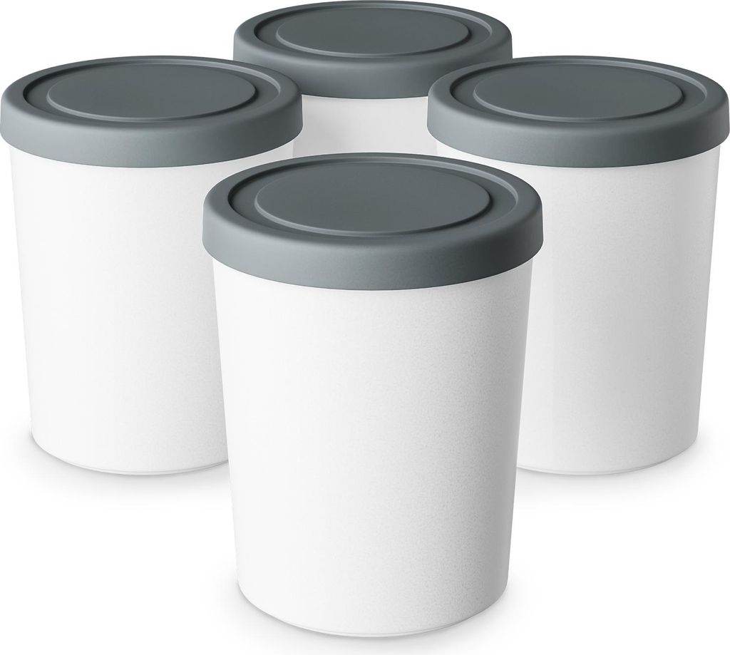 Klarstein Eisbehälter Für Speiseeis – 4x 180ml, Mit Deckel, Spülmaschinenfest, Kunststoff, Für Selbstgemachtes Eis, Joghurt und Slush-Eis, St...