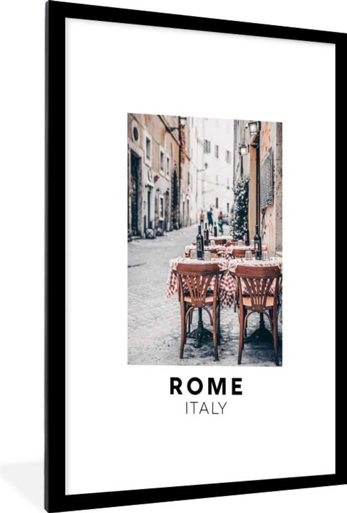 MuchoWow Gerahmtes Poster Rom - Italien - Wein 60x90 cm - Poster mit Schwarzem Bilderrahmen Wandposter Rahmen Foto Bilder - Dekoration - Wandpost...