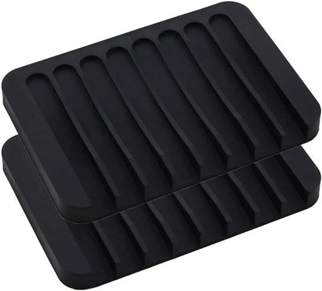 Allecto Premium Lot de 2 Porte-Savon Silicone Noir pour Douche et Bain